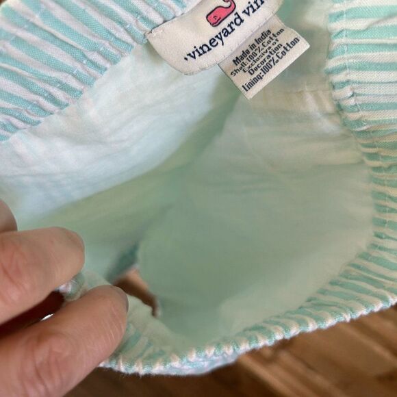 Vineyard Vines Shorts Tiffany Blue White Stripe Embroidery Pockets Elastic Small - Picture 10 of 11